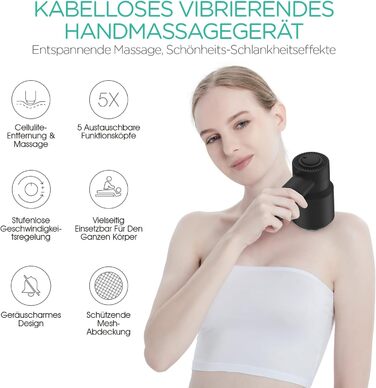 VOYOR HEALTH ручний електричний масажер від целюліту для шиї, плечей, живота, талії та стегон, модель CM410, чорний