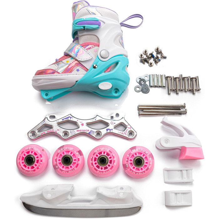 Дитячі ролики Meteor Vertellbare 4-в-1 – ролики-інлайни для дітей, ABEC-7, PU-колеса, алюмінієвий фрейм, розміри XS-37 (Lunar)