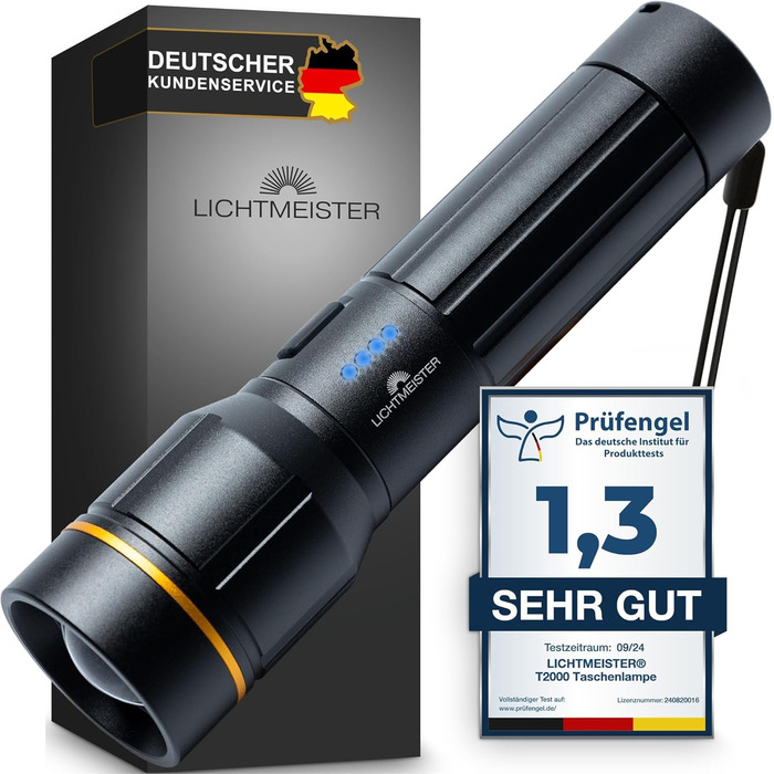 Ліхтар налобний LED LICHTMEISTER® 2000 Люмен, акумулятор 5000 mAh, перезарядна LED лампа
