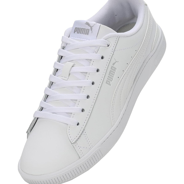 Жіночі шкіряні кросівки PUMA Vikky V3 Lthr, білі з сріблястими деталями, розмір 39 EU