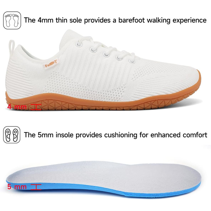 Geweo Взуття для пішохідних прогулянок без шкарпеток для жінок та чоловіків. Легкі дихаючі кросівки з широкою передньою частиною та Zero-Drop підошвою. Розміри 37-47.