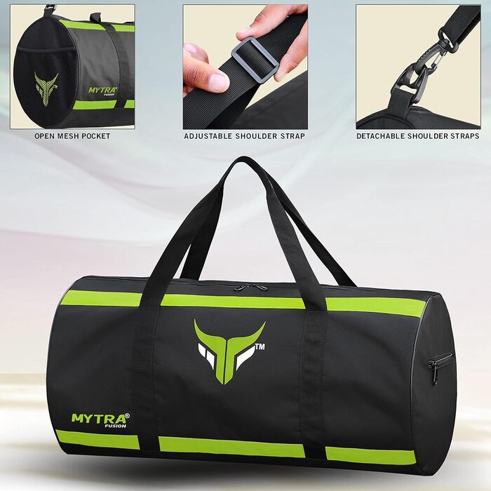 Mytra Fusion спортивна сумка для тренувань з регульованим плечовим ременем, для чоловіків і жінок, дорожня, спортивна, чорна/зелена