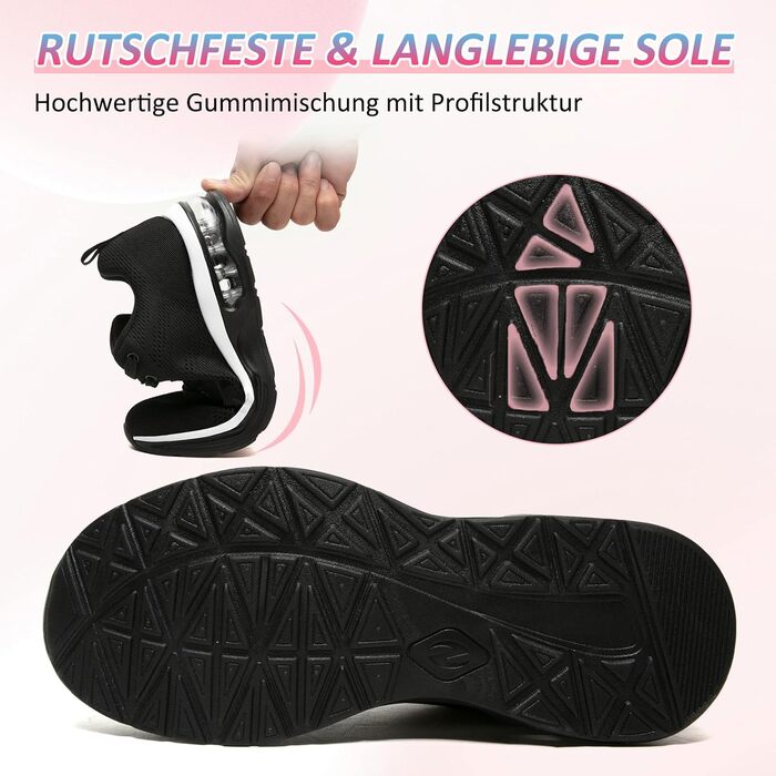 Жіночі кросівки для фітнесу та бігу Laufschuhe (42 EU, чорно-білі) з амортизацією та підтримкою стопи