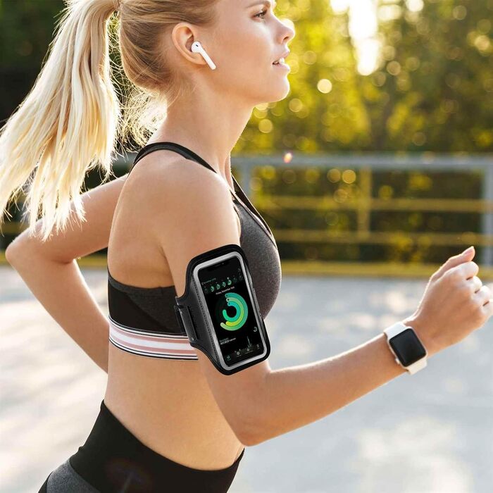 Спортивний чохол на руку ONEFLOW для смартфона, сумісний з Fairphone 5, чорний, арматура для бігу, фітнесу, джогінгу, універсальна арматура для телефону