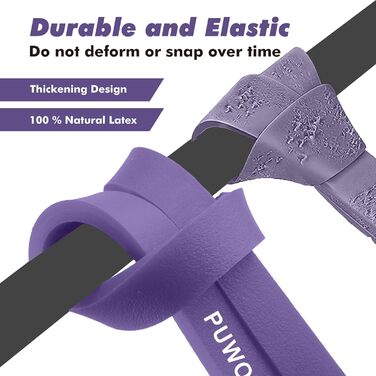 Набір еластичних стрічок для фітнесу з різними рівнями опору, з дверними фіксаторами, ручками, чохлом, сумкою та інструкцією. Стрічки для фітнесу/йоги/силових тренувань для чоловіків та жінок (фіолетовий, чорний, червоний, жовтий)