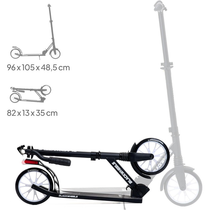 Самокат міський BLACKWHEELS Zoom City-Scooter 200мм, алюмінієвий, з амортизатором, складаний, регульований кермо, чорно-білий