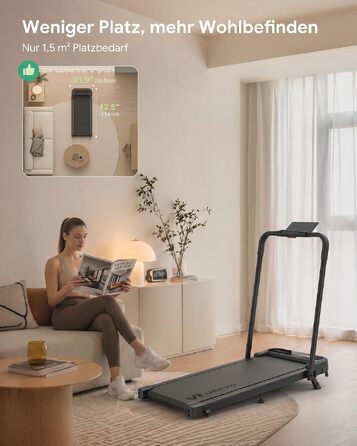 Складана бігова доріжка UREVO 2-в-1 Walking Pad для дому та офісу, 1–10 км/год, з керуванням через додаток, дистанційним пультом та LED-дисплеєм, чорна