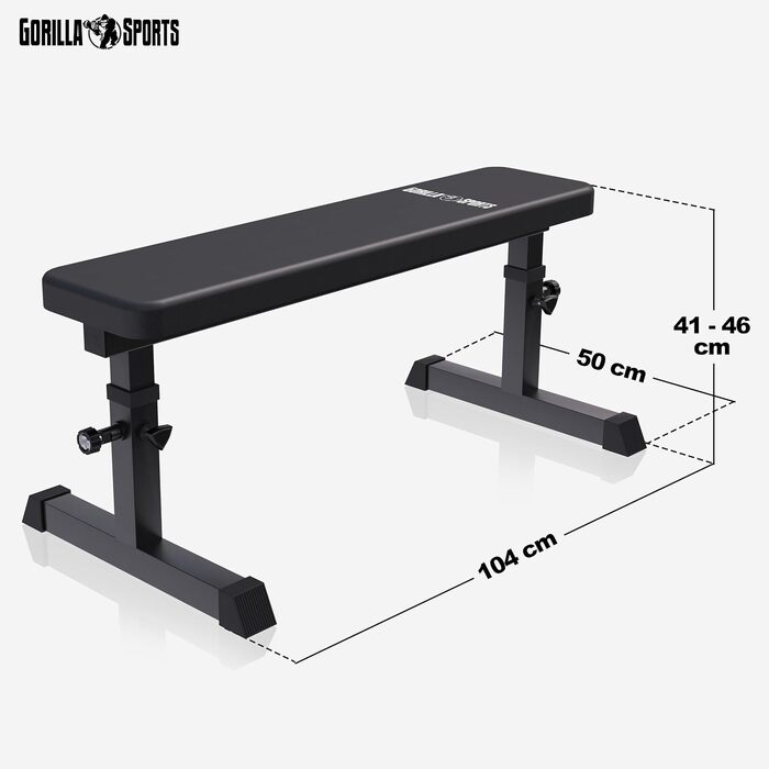 Гантельна лава GORILLA SPORTS® - регульована висота, чорно-біла, до 200 кг, для дому, силові тренування