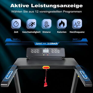 Ходунка-біговий килимок ISE 2-в-1 для дому, до 12 км/год, ультратонкий, складний, до 120 кг, LED-дисплей, 12 програм, для суглобів