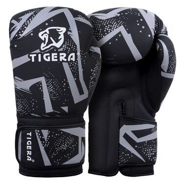 Боксерські рукавиці Tigera 10oz, 12oz, 14oz, 16oz для боксу, MMA, спарингу, муай тай, кікбоксингу – сірі