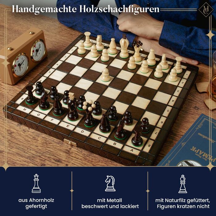 Шаховий набір ROYAL Master of Chess 35 см, дерев'яний, ручна робота, з фігурами, для дітей та дорослих, преміум якість