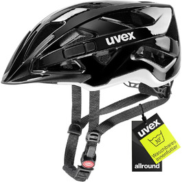 Шолом uvex active: захисний універсальний шолом для жінок та чоловіків, регульований розмір, розширюваний світлодіодним ліхтарем (чорний/білий, 52-57 см, Single)