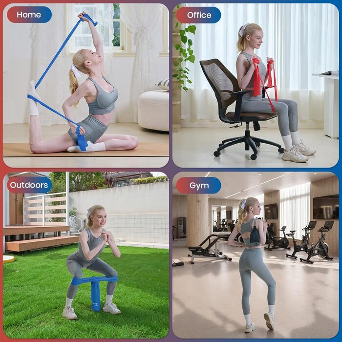 Гумові еспандери Good Nite Fitnessbänder 4 шт. - для фітнесу, пілатесу, йоги та силових тренувань (4 рівні опору) + сумка для зберігання