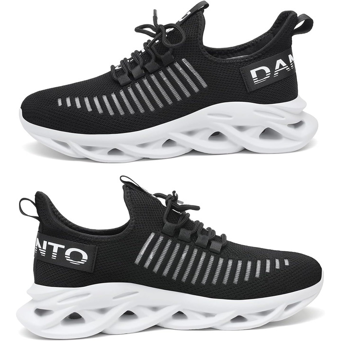 Кросівки для бігу DANNTO - чоловічі та жіночі, спортивні, зручні, дихаючі, з неслизькою підошвою, для занять у залі, фітнесу, вуличної біговій активності, чорно-білі, 46 EU