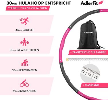 Hula Hoop AdlerFit для дорослих та дітей: фітнес-обруч для схуднення, 1,2 кг, діаметр до 100 см