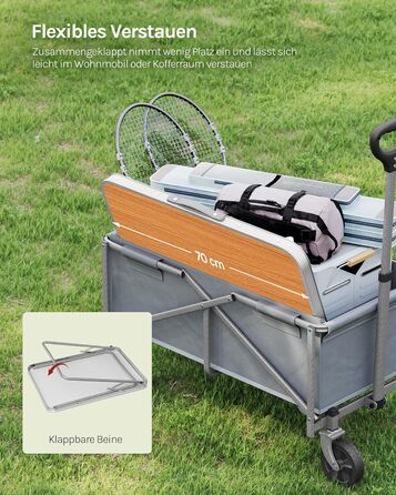 Складаний туристичний стіл Woltu для пікніка, пляжу та відпочинку на природі, 70x50x60 см (Alu & MDF)