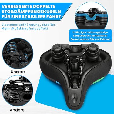 Велосипедне сідло CDYWD для чоловіків та жінок, широке, м'яке, гелеве, ергономічне, універсальне, синьо-зелене