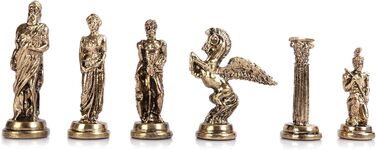 Шахи міфологічні металеві, середнього розміру, для дорослих, ручної роботи, шахові фігури та дошка з натурального масиву дерева, з внутрішнім зберіганням, висота короля 8 см