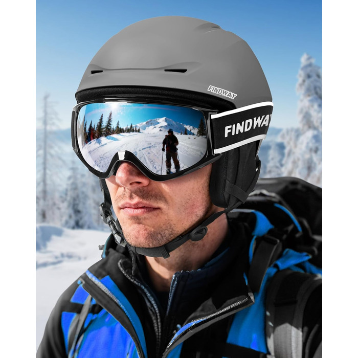Шолом гірськолижний Findway для чоловіків та жінок, унісекс, з вентиляцією, для катання на лижах/сноуборді, розмір L (59-63 см), колір A2-Titangrau