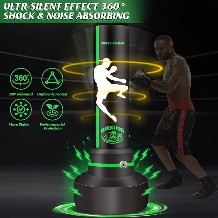 Боксерський мішок на стійці 70'' з рукавичками для дорослих, підлітків та дітей. Ідеально для боксу, кікбоксингу, MMA, муай-тай, таеквондо та фітнесу.