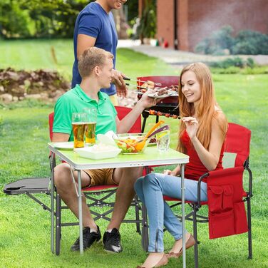 Кемпінговий стілець LEADZM складний з бічним столиком та відділенням для зберігання, вентильована спинка, 10 кг вантажопідйомність, 600D Oxford тканину, металевий каркас, 6x60x9 см, легкий та компактний для відпочинку на природі, риболовлі, фестивалів (2 