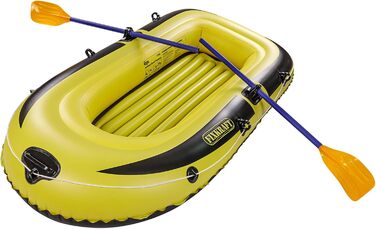 Надувне човен DEMA для 2 осіб (150 кг) з веслами та насосом, жовто-сірий