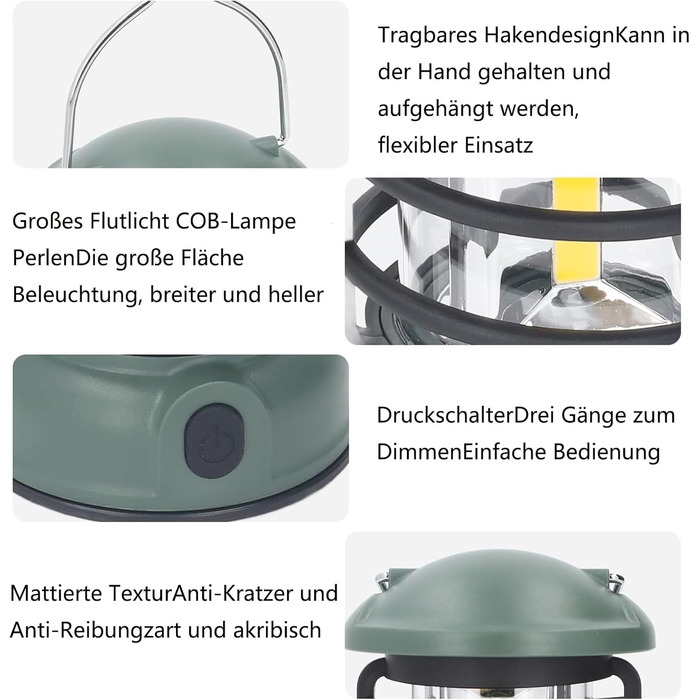 LED кемпінговий ліхтар, висвітлення для кемпінгу, водонепроникний IPX4, регулювання яскравості, 3 режими, для кемпінгу, саду, походів, надзвичайних ситуацій (L803SR)