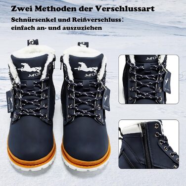 Дитячі зимові черевики JMFCHI для ходьби та трекінгу: теплі, з антиковзким покриттям, розмір 36 EU, блакитні