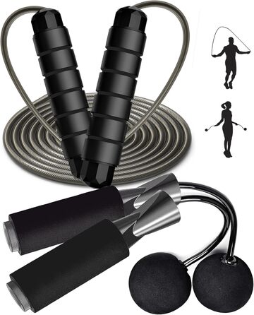 Скакалка Enouke (2 шт.): для кардіотренувань, дорослих та дітей, чорного кольору