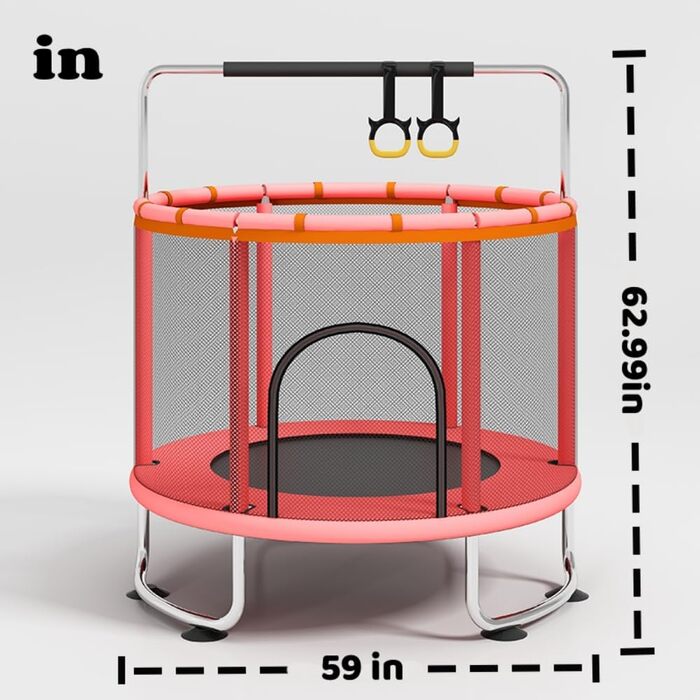Трамплін для малюків 1,5 м з сіткою безпеки, баскетбольним кільцем, м'ячем, червоний