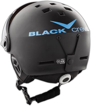 Шолом гірськолижний BLACK CREVICE Saalbach з візором (пілотський стиль) | Чоловічий та жіночий | Унісекс | Розміри 54-57 см | Чорний/Білий, Чорний/Блакитний
