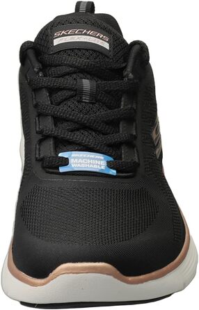 Жіночі кросівки Skechers Flex Appeal 5.0 — Спортивне взуття з дихаючої сітки, чорні з червоно-золотистим декором, розмір 38.5 EU