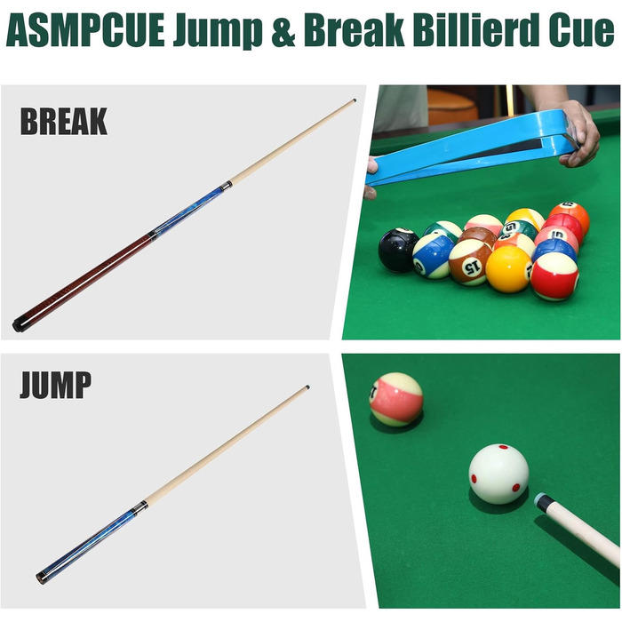 Більярдний кий Pool Queue 58 дюймів, тверде дерево, наконечники 13 мм, для професійних гравців, 1/2 кий, більярдний стіл, спорт (Колір: Браун)