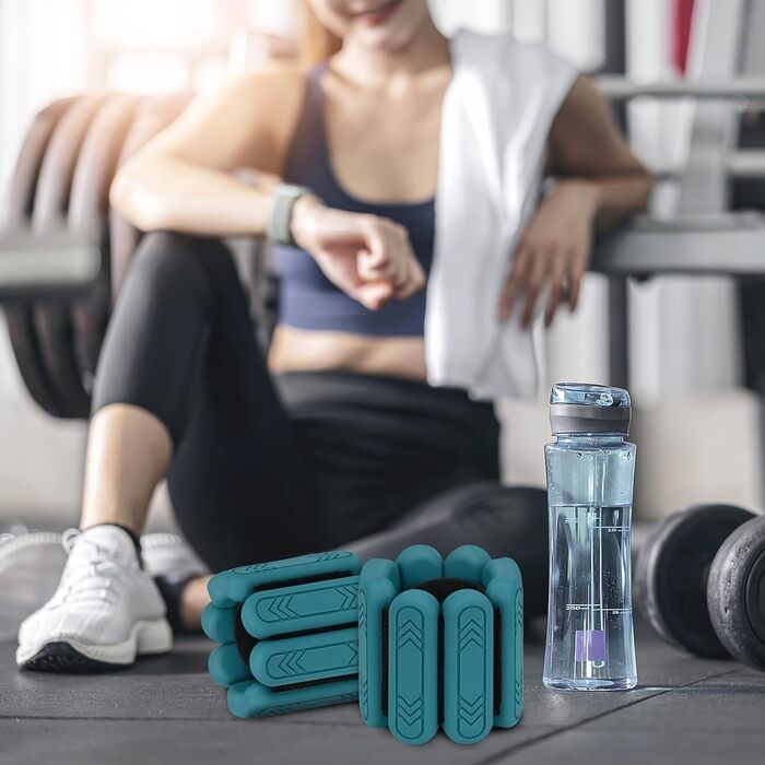 Набір напульсників з обтяженням для зап'ястя та щиколоток Smlper (2 шт., 2 кг), для фітнесу, йоги, танців, ходьби, бігу (зелений)