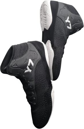 FOX-FIGHT Y7 Боксерські/Залкові Кросівки для Занять Фітнесом та Бойовими Мистецтвами | Зроблено з Нубуку | Чорно-Білі | 46 EU