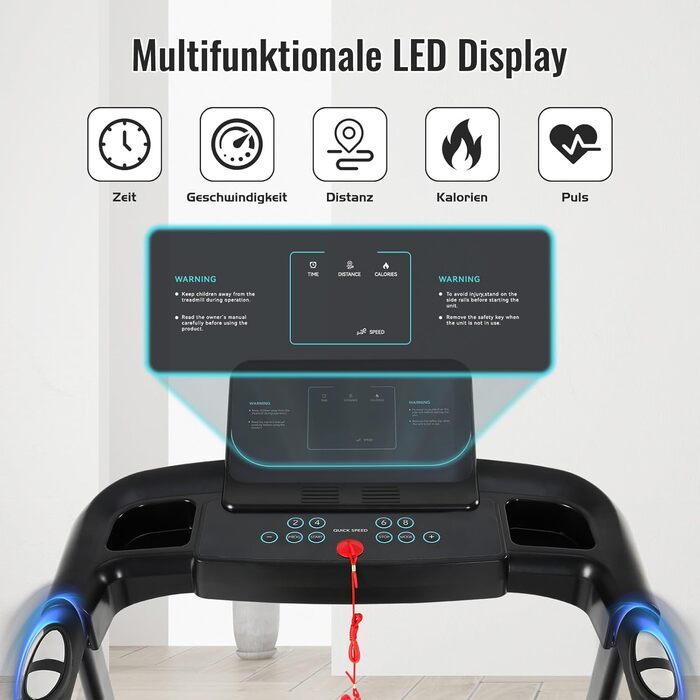 Біговий тренажер NOVONOVA для дому, складаний, Walking Pad, 12 км/год, з LED-дисплеєм, міні-біговий тренажер з ручками, тихий біговий тренажер з великою біговою поверхнею, підставка для пляшок, професійний біговий тренажер для офісу