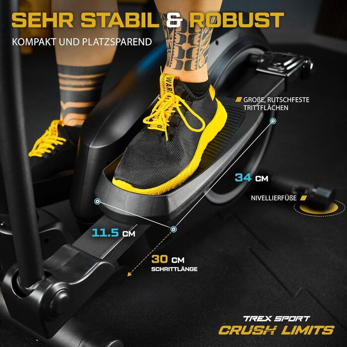 Еліптичний тренажер TREX SPORT TX-600CT Velox для дому, магнітна система, 16 рівнів навантаження, пульсометр, до 120 кг