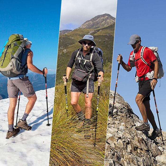 Тrekking-стіки FitTrek з пробковими ручками - Телескопічні палиці для ходьби та трекінгу, легкі, регульовані, з гумовими накладками та сумкою (рожеві)