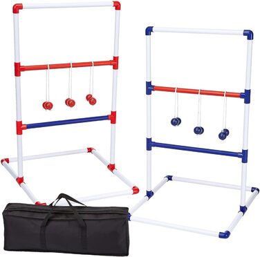 Ladder Toss – Настільна гра для дітей та дорослих, 2 драбини, 12 болас, чохол, вулична гра для компанії, із м’ячиками-гольф, OriginalCorner