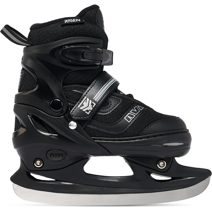 Інлайнери роликові ковзани RAVEN 2в1 для дітей та дорослих, регульовані (30-33 (18,5-20,5 см), Drill Black/Neo Chrome з лезами)