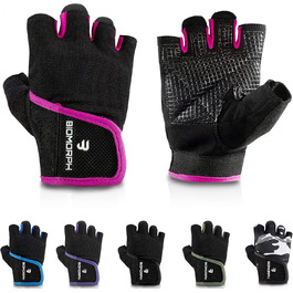 Фитнес рукавички для тренувань BIOMORPH для жінок та чоловіків | Рукавички для силових тренувань, бодібілдингу, кросфіту, рожеві, розмір S (17,5-19,5 см)