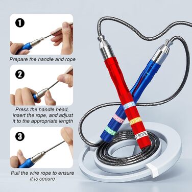 Скакалка Flintronic Speed Springseil: регульована, 300 см, з подвійним підшипником, алюмінієва ручка, для фітнесу, кросфіту, боксу та кардіо, червона