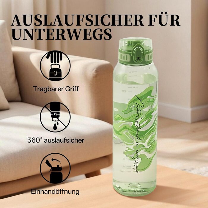 Дитяча пляшка для води UZSPACE 600 мл, спортивна, непроливальна, з одноручним відкриванням, для газованої води, придатна для миття в посудомийній машині, для школи та активного відпочинку, білий колір