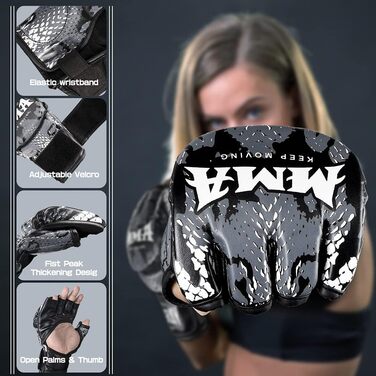 MMA рукавички LangRay для жінок і чоловіків, боксерські рукавички для спарингу, греплінгу, тренувань, кікбоксингу, єдиноборств, муай-тай, карате, UFC, захист рук, розмір L (12 см)
