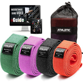 ATHLETIC AESTHETICS Преміум фітнес-стрічки (резинки для фітнесу) з тканини, набір з сумкою та відеокурсом, для тренувань, підтягувань, для жінок і чоловіків