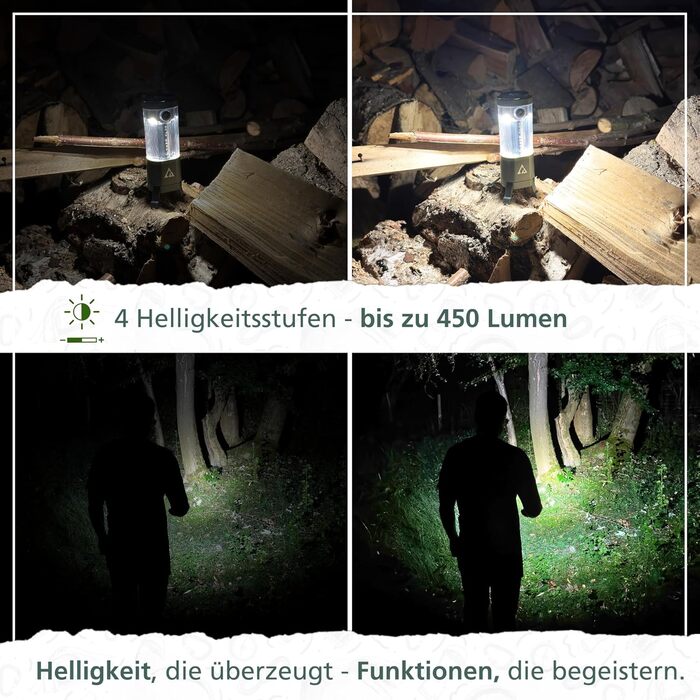Ліхтар кемпінговий LED Acta Berg 450 люмен, акумуляторний з Power Bank (4000 mAh), до 150 год, IP44, оливково-сірий