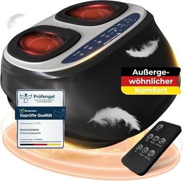 Електричний масажер для ніг MASSAGEWERK® Premium з EMS, шиацу, вібрацією та підігрівом, для покращення кровообігу, знеболення при п’ятковій шпорі та невропатії, до розміру 45
