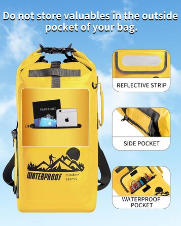 Водонепроникний рюкзак IDRYBAG Dry Bag 20L/30L/40L - плавучий, жовтий