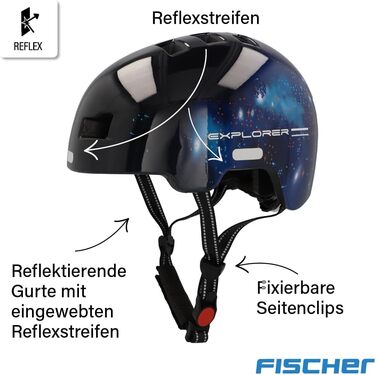 Дитячий велосипедний шолом FISCHER BMX з LED підсвіткою, для велосипеда, самоката, dirt bike, з інтегрованим заднім ліхтарем
