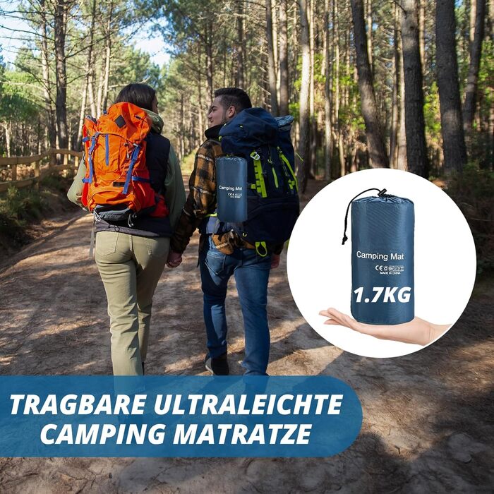 Килимок для кемпінгу Cieex Isomatte двомісний, самонадувний, легкий, водонепроникний з насосом та подушками